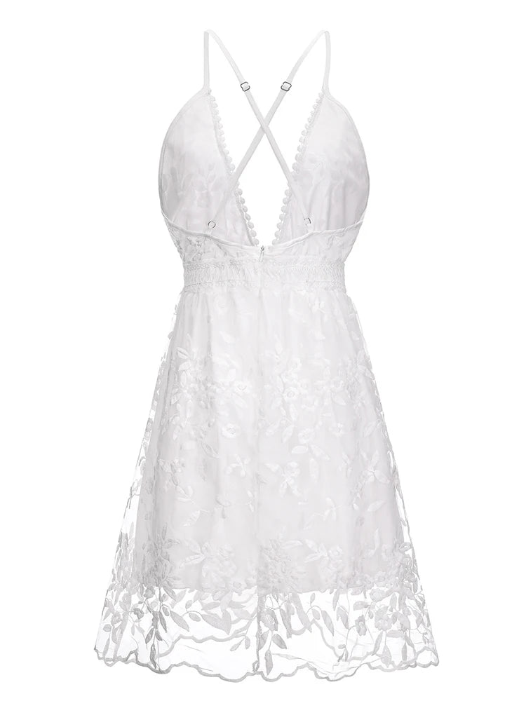 Vestido Branco de Renda Bordado floral