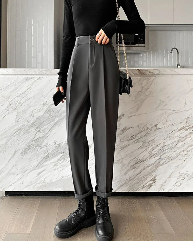 Calça elegante e formal com cintura alta