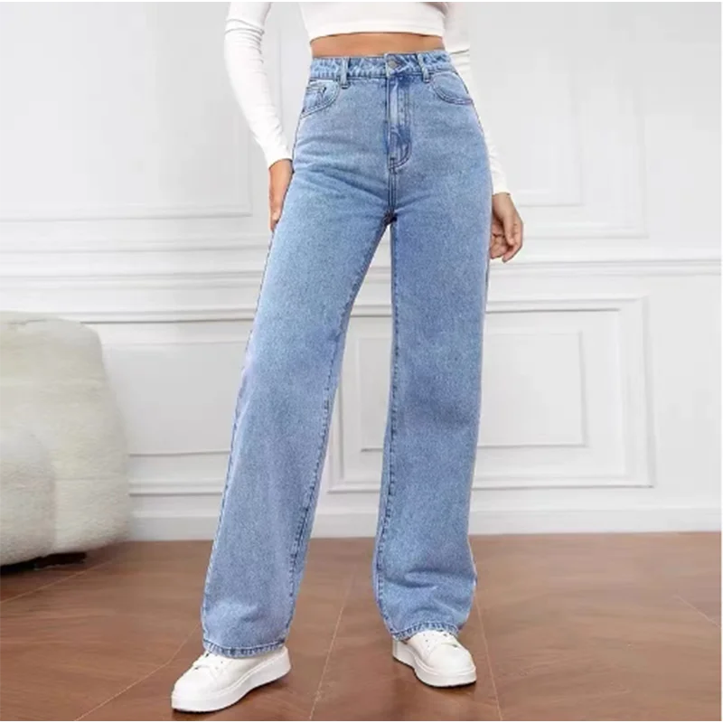 Calça jeans feminina de cintura alta