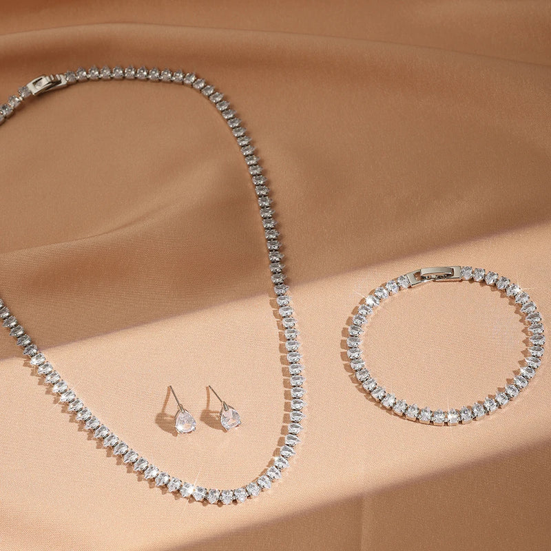 Conjunto de Colar e Pulseira brilhante para festas elegantes