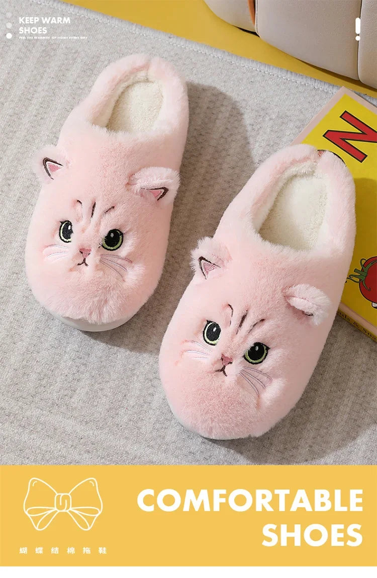 Chinelo felpudo de gato para casa