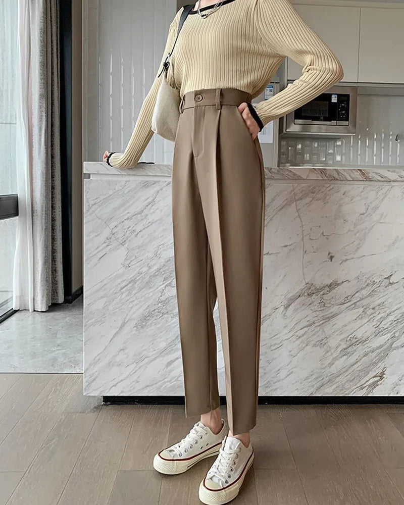 Calça elegante e formal com cintura alta