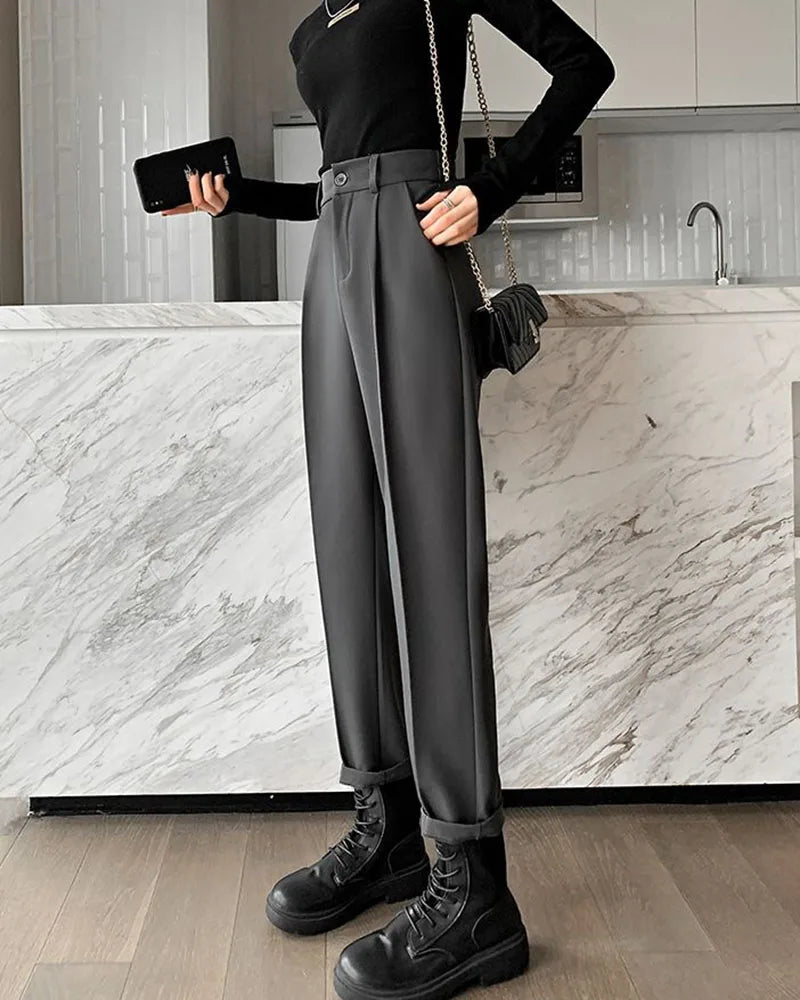 Calça elegante e formal com cintura alta